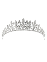 Hochzeits-Tiara-Blatt-Kronen-Silber-Rhinestone; die königliche Brautkopfschmuck bördelt