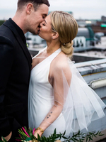 Hochzeits-Wrap weiß halbe Ärmel Rundhalsausschnitt Flügelärmel Schal Tüll Braut-Überzug