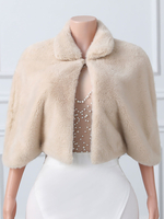 Hochzeits-Wraps Khaki halbe Ärmel Umlegekragen Oberteile Nerzpelz-Braut-Vertuschung