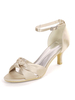 Hochzeitsgast Satin Champagner Open Toe Buckle Kitten Heel Brautschuhe
