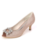 Hochzeitsgast Schuhe Champagner Strass Peep Toe Kitten Heel Brautschuhe Pailletten Party Schuhe