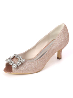 Hochzeitsgast Schuhe Champagner Strass Peep Toe Kitten Heel Brautschuhe Pailletten Party Schuhe