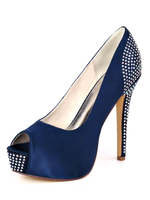 Hochzeitsgast Schuhe Deep Blue Strass Peep Toe Stiletto Heel Brautschuhe