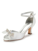 Hochzeitsgast Schuhe Elfenbein Satin Strass Peep Toe Chunky Heel Brautschuhe Knöchelriemen Mutter Schuhe