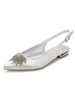 Hochzeitsgast Schuhe Elfenbein spitzen Zehen Strass Flache 0;6 "Brautschuhe Satin Mutter der Braut Schuhe