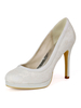 Hochzeitsgast Schuhe Spitze Elfenbein Runde Zehen Stiletto Absatz 4.3 "Brautschuhe
