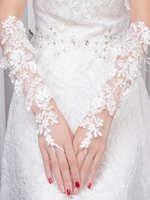 Hochzeitshandschuhe mit Spitzen in Elfenbeinfarbe Ellbogenlange für Kinder&und Jungendlichen&und Erwachsenen