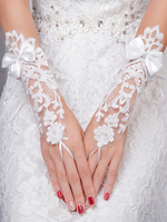 Hochzeitshandschuhe Spitze mit Spitzen in Elfenbeinfarbe Handgelenk-Länge für Jungendlichen&und Kinder&und Erwachsenen