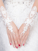 Hochzeitshandschuhe Tüll mit Spitzen in Elfenbeinfarbe Handgelenk-Länge für Jungendlichen&und Kinder&und Erwachsenen