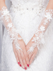 Hochzeitshandschuhe Tüll mit Spitzen in Elfenbeinfarbe Handgelenk-Länge für Mädchen&und Mädchen&und Damen