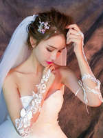 Hochzeitshandschuhe Tüll Finger ausgeschnitten Bogen Spitze Brauthandschuhe
