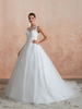 Hochzeitskleid 2021 ärmellose Prinzessin Lace Perlen Tüll Brautkleid mit Zug