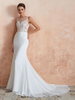 Hochzeitskleid 2022 Meerjungfrau Ärmellose Spitze Applizierte Strand Brautkleider Mit Zug