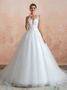 Hochzeitskleid 2022 V-Ausschnitt Prinzessin ärmellos bodenlangen Tüll Brautkleid mit Zug