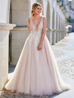 Hochzeitskleid Bodenlang A-Linie Ärmellos Spitze V-Ausschnitt Brautkleider