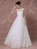 Hochzeitskleid bodenlang Brautkleid Perlen Schärpe zurück Illusion a-line Luxus Brautkleid Spitze