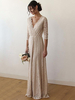 Hochzeitskleid Bodenlange A-Linie 3/4 Länge Ärmel V-Ausschnitt Spitze Brautkleider