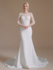 Hochzeitskleid Jewel Neck Long Sleeves Natürliche Taille Spitze mit Schleppe Brautkleider