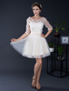 Hochzeitskleid kurze Tüll Off-the-Shoulder halblangen Ärmeln Mini Brautkleid a-line Illusion Homecoming Spitzenkleid