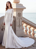 Hochzeitskleid Meerjungfrau Kleid Bateau Neck Langarm Natürliche Taille Mit Zug Brautkleider