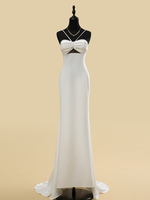 Hochzeitskleid mit ärmellosem Ausschnitt und natürlicher Taille plissiert mit Schleppe Meerjungfrauenkleid für die Braut