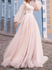 Hochzeitskleid mit V-Ausschnitt eine Linie mit langen Ärmeln Spitze Perlen Vintage Brautkleider
