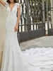 Hochzeitskleid mit Zug Meerjungfrau Kleid ärmellose Spitze V-Ausschnitt lange Brautkleider