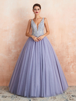 Hochzeitskleid Prinzessin A Linie bodenlangen V-Ausschnitt ärmellos erhöhte Taille Spitze Tüll Brautkleider