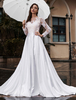 Hochzeitskleid Prinzessin Silhouette Gericht Zug Juwel Neck Lange Ärmel Natürliche Taille Spitze Tüll Brautkleider