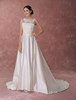 Hochzeitskleid Satin eine Linie Spitze Applique Bow Ivory Brautkleider mit Zug