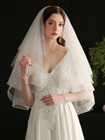 Hochzeitsschleier Dreistufiger gestufter klassischer Brautschleier mit Tüllschnitt