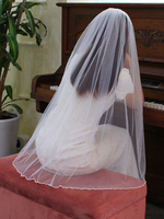 Hochzeitsschleier Ein Tier Kristall Tüll Perlen Rand Oval Brautschleier