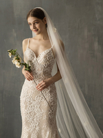 Hochzeitsschleier Einreihige Brautschleier mit Cut Edge-Applikationen