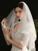 Hochzeitsschleier Einreihige Polyester Ellenbogen Länge Spitze Applique Edge Drop Brautschleier