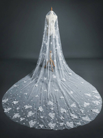 Hochzeitsschleier Einreihiger Brautschleier aus Spitze mit Tüll und Schnittkante