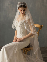 Hochzeitsschleier Einreihiger Tüll-Paspelschleier