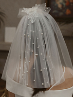 Hochzeitsschleier Einstufige Schleifen Tüll Cut Edge Classic Brautschleier