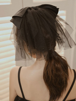 Hochzeitsschleier Einstufige Schleifen Tüll Cut Edge Classic Extra kurzer schwarzer Brautschleier