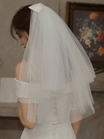 Hochzeitsschleier Einstufige Schleifen Tüll Cut Edge Classic Kurzer Brautschleier