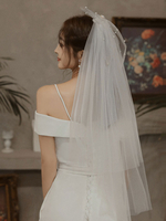 Hochzeitsschleier Einstufige Schleifen Tüll Cut Edge Classic Mini Short Brautschleier