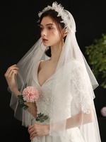 Hochzeitsschleier Einstufige Spitze Spitze Spitze Applique Edge Classic Brautschleier