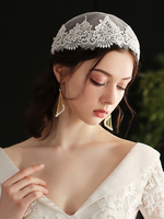 Hochzeitsschleier Einstufige Strasssteine Polyester Spitze Applique Edge Oval Brautschleier