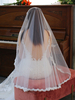 Hochzeitsschleier One Tier Lace Tüll Spitze Applique Edge Oval Brautschleier