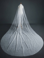 Hochzeitsschleier One Tier Pearls Tüll Cut Edge Classic Brautschleier