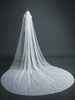 Hochzeitsschleier One Tier Pearls Tüll Cut Edge Klassische Brautschleier