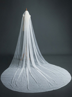 Hochzeitsschleier One Tier Pearls Tüll Cut Edge Klassische Brautschleier