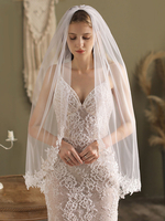 Hochzeitsschleier Spitze Tüll Schleier Applique Edge Drop Brautschleier