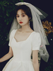 Hochzeitsschleier Weiß Einstufige Schleifen Spitze Cut Edge Classic Brautschleier