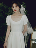 Hochzeitsschleier weiße Zwei-Tier-Bögen Tüll Tüll Cut Edge Classic Bridal Schleier