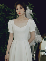 Hochzeitsschleier weiße Zwei-Tier-Bögen Tüll Tüll Cut Edge Classic Bridal Schleier